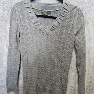 Eddie Bauer Gray Cable Knit Sweater